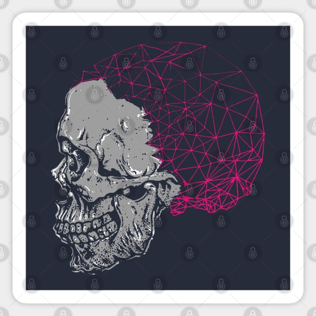 Skull Polygonal Brain Sticker by Mako Design 